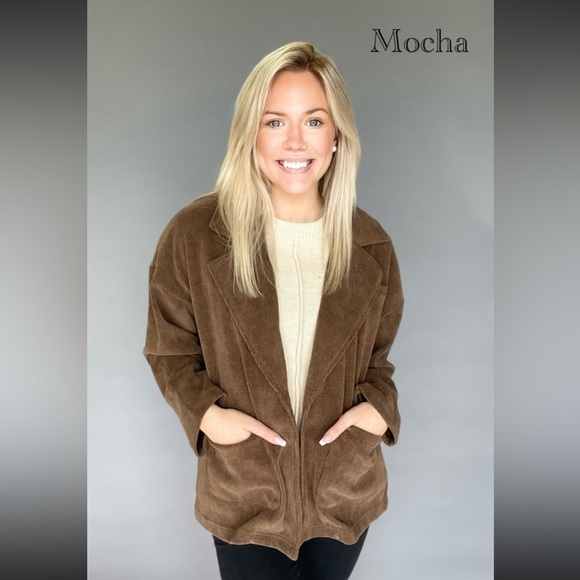 Oversize Corduroy Blazer Jacket Mocha - Picture 2 of 4